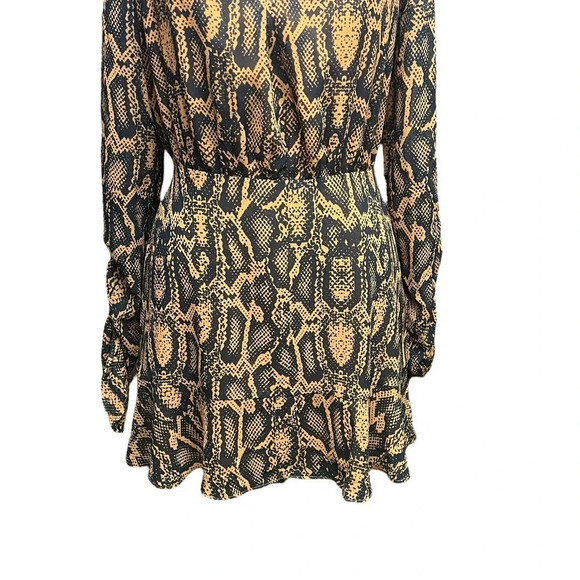 Finders Keepers Lana Snakeskin-Print Mini Dress Brown Black Size US 4 - Picture 4 of 12